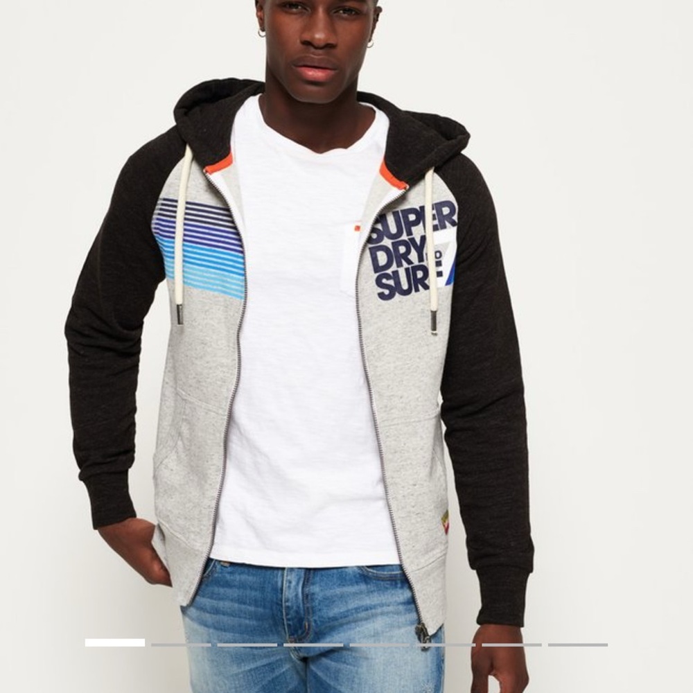 Superdry Men's Gray and Black Hoodie Sweater